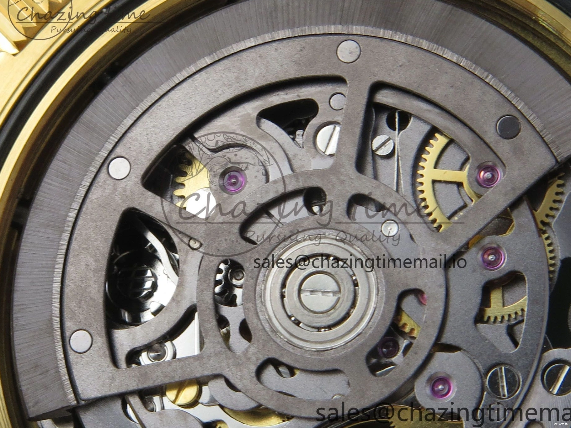 Bezel YG Crystals MPF SA4801 Skeleton Bracelet Custom 40mm Modded Green Dial Daytona on 0427